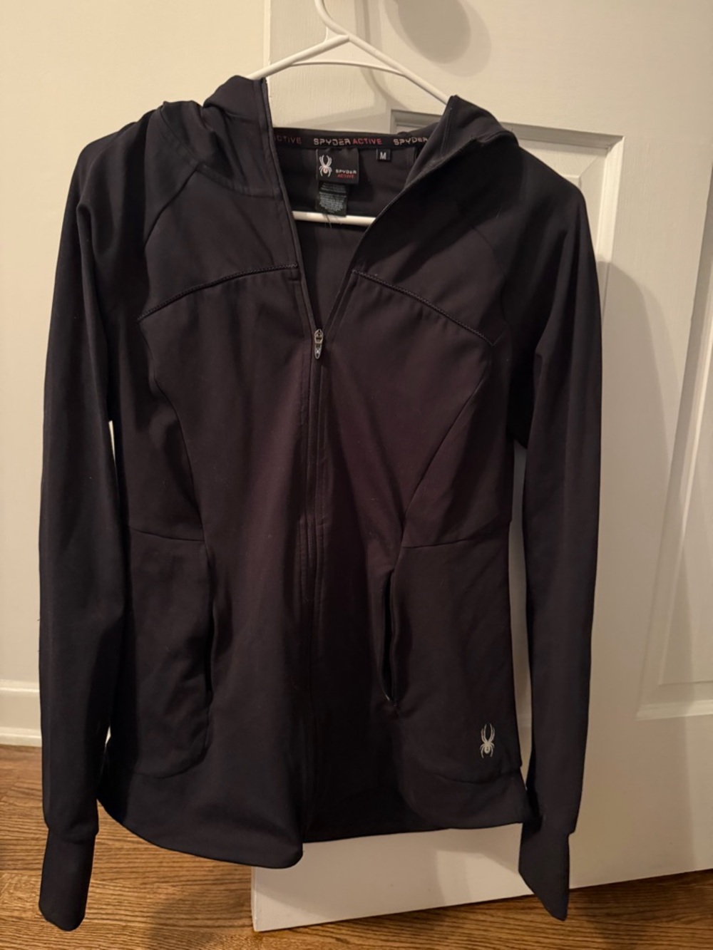 Spyder Black Hooded Active Zip Jacket